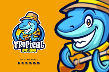 Shark Tropical summer Cartoon Mascot Business Logo