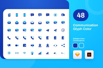 Communication Glyph Color Icon Set