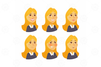 Woman Expressions - vector flat set of images