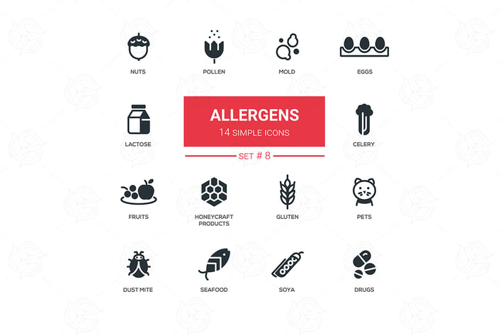Allergens - modern simple thin line design icons