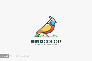 Bird Color Line Logo Vector Template