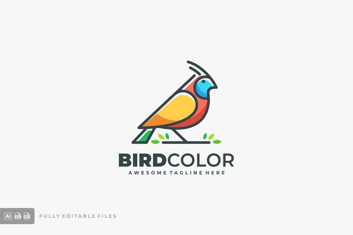 Bird Color Line Logo Vector Template