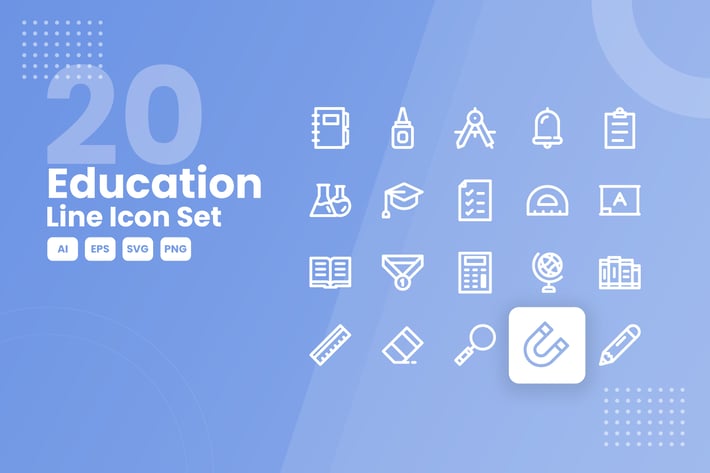 20 Education Line Icon Set