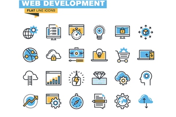 Flat line colorful icons collection
