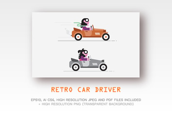 Retro Car Driver vector illustration