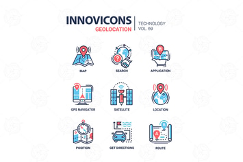 Geolocation - line design icons set