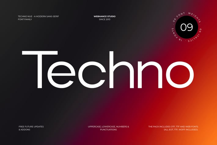 Techno Nue -  Modern Sans-Serif Font Family