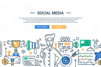 Social media - line design illustration