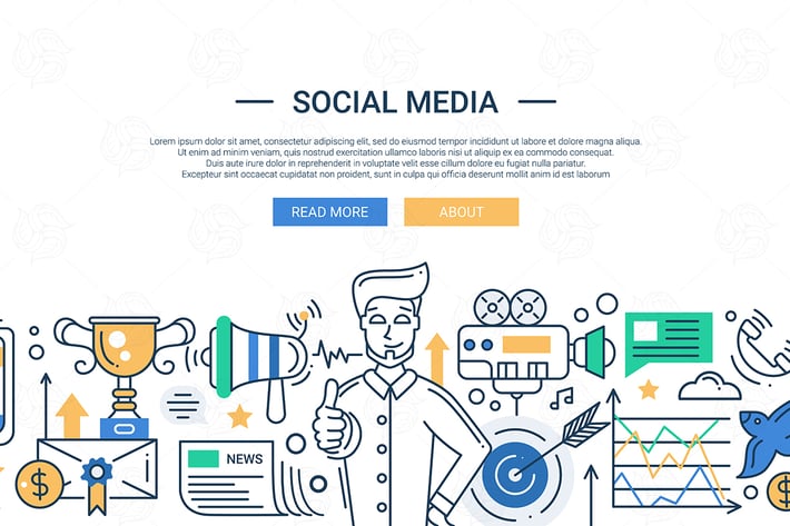 Social media - line design illustration