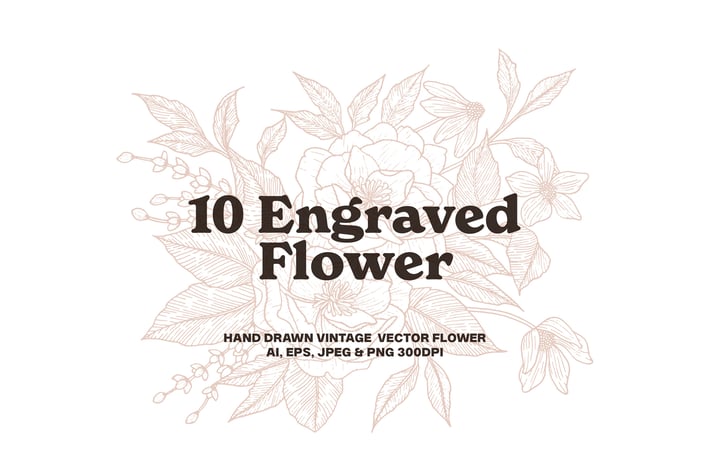 10 Engraved Flower