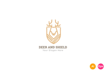 Deer Shield Heraldry Logo Template