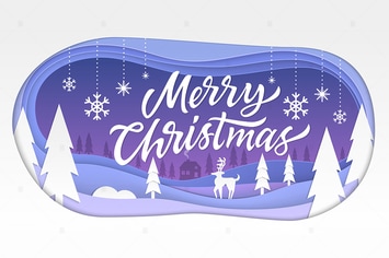 Merry Christmas - modern paper cut illustration