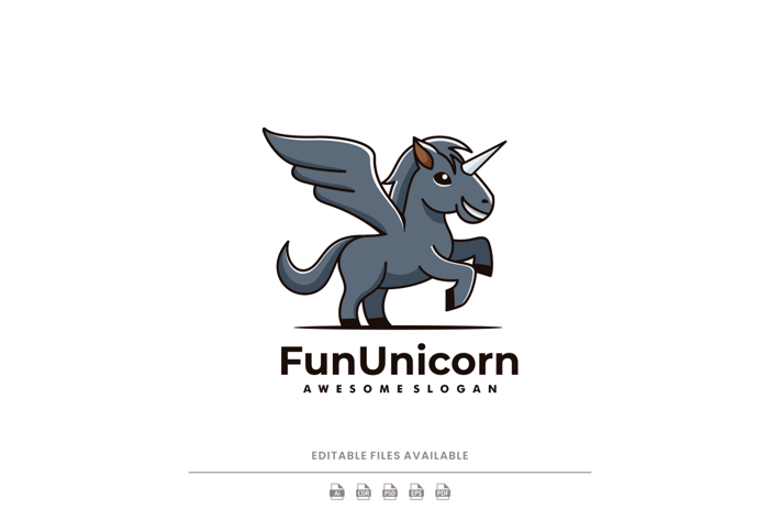 Unicorn Mascot Cartoon Logo