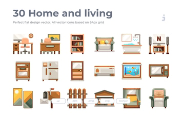 30 Home and living Icons - Flat