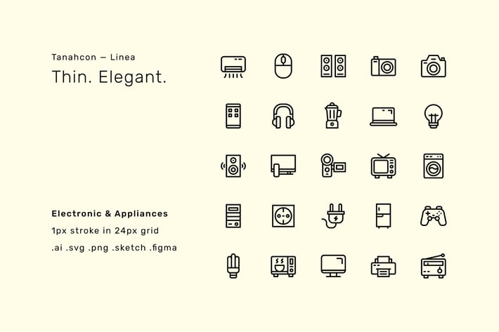 Electronic & Appliances Icon Set - Linea