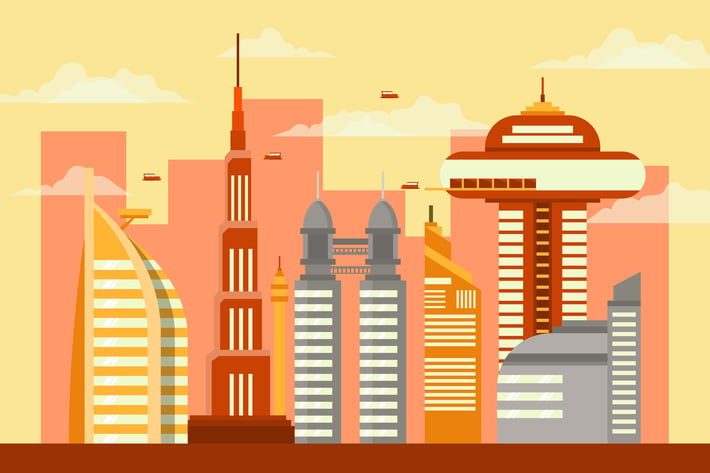 Future City - Landscape & Building Illustration