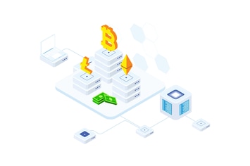Cryptocurrency Technology Blockchain Isometric  FV