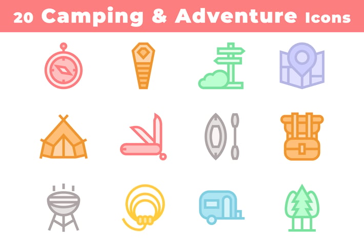 20 Camping and Adventure Icons