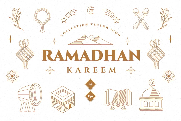 Ramadhan Set Icon Illustration