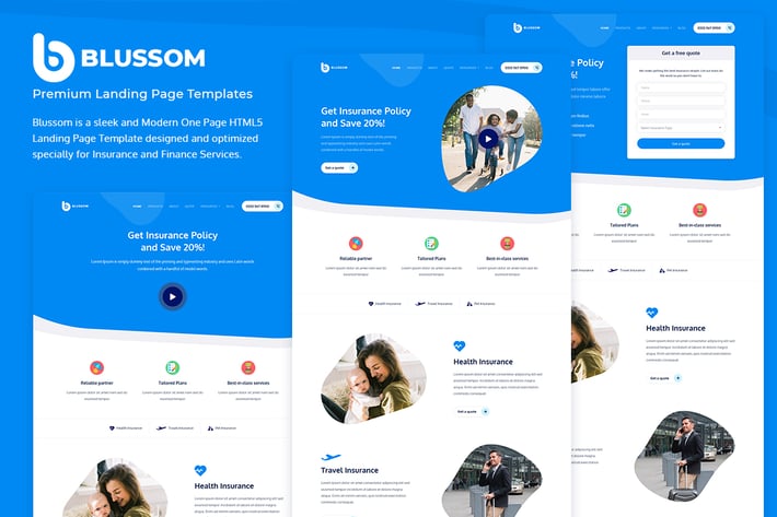Blussom Insurance Service Landing Page Template 