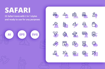 Safari Icons (Line and Solid)