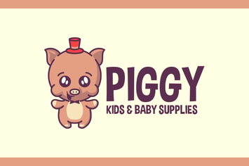 Cartoon Cute Pig Character Mascot Logo