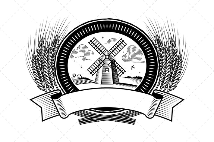 Cereal Harvest Label Black And White