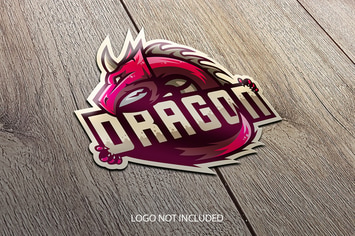 Sticker on wood mockup