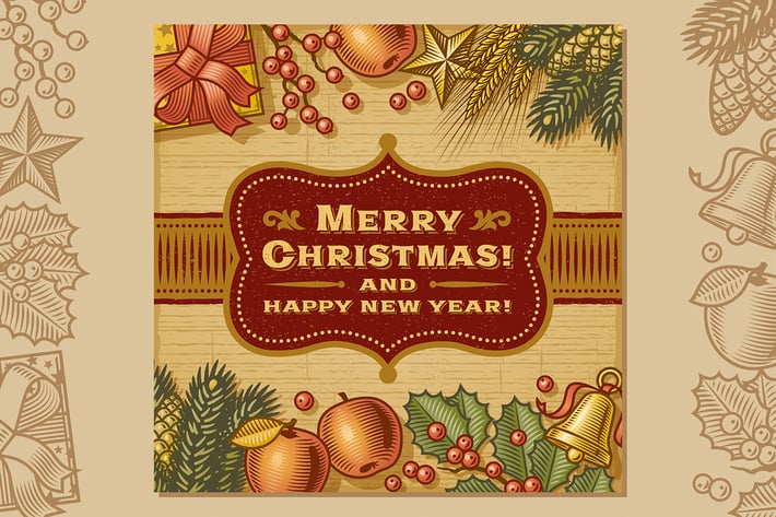 Vintage Merry Christmas Card