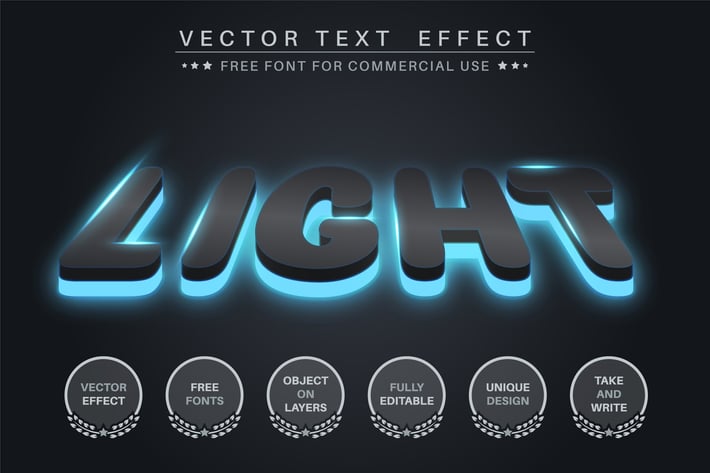 Dark glow - editable text effect,  font style