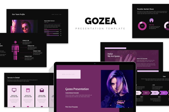 Gozea : Purple Color Tone Pitch Deck Keynote