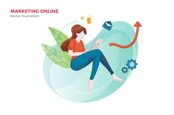 Woman online marketing vector illustration