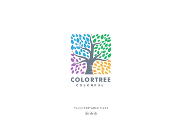 Tree and Square Colorful Logo