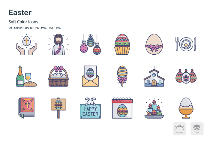 Easter soft color icons