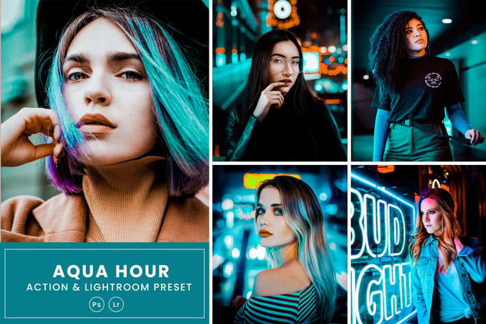 Aqua Hour Photoshop Action & Lightrom Presets