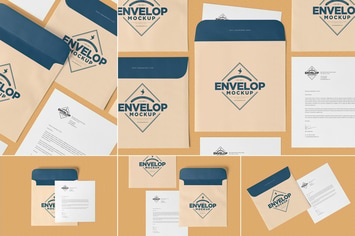 Unique Square Shaped Envelope Mockups