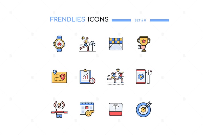 Running - Line Design Style Icons Set