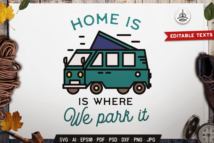 Camping RV Logo Badge Vector Travel Graphic SVG