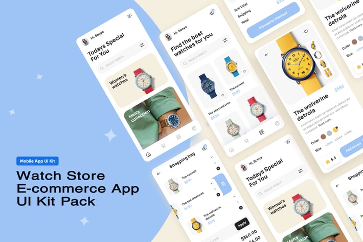 Watch Store E-commerce App UI Kit Pack
