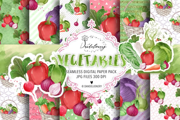 Vegetables digital paper pack