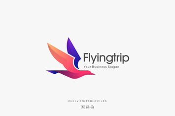 Bird Flying Gradient Colorful Logo Template