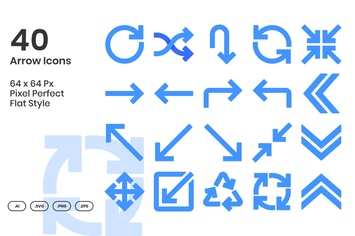 40 Arrow Icons Set - Flat
