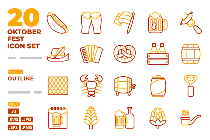 Oktoberfest Icon Set (Outline)