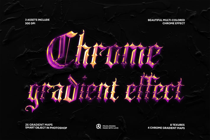 Gradient Chrome Text Effect