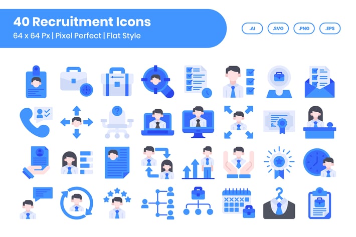 Recruitment Icons Set - Flat