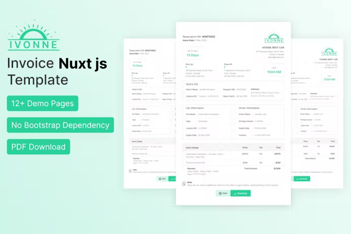 Ivonne - Invoice Nuxt Template