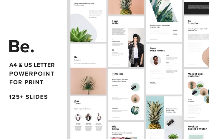 Be. A4 + US Letter Vertical Powerpoint for Print