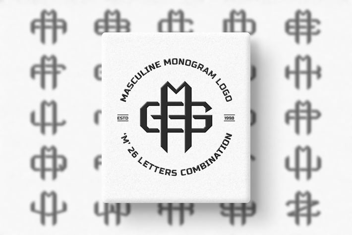 M (A-Z) Monogram Logo Creator Pack Vol.4