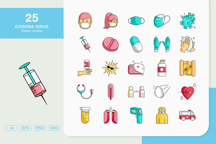 Corona Virus Color Icons