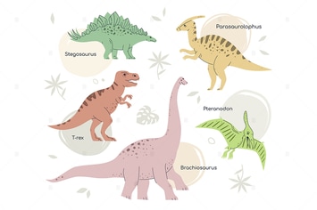 Different dinosaurs - flat design style characters